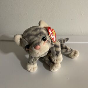 TY BEANIE BABY SILVER THE CAT 1999 PE FILLED PLUSH TOY NWT